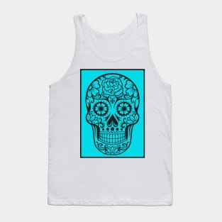 Dia de los Muertos Sugar Skull Blue Vibes Tee! Tank Top